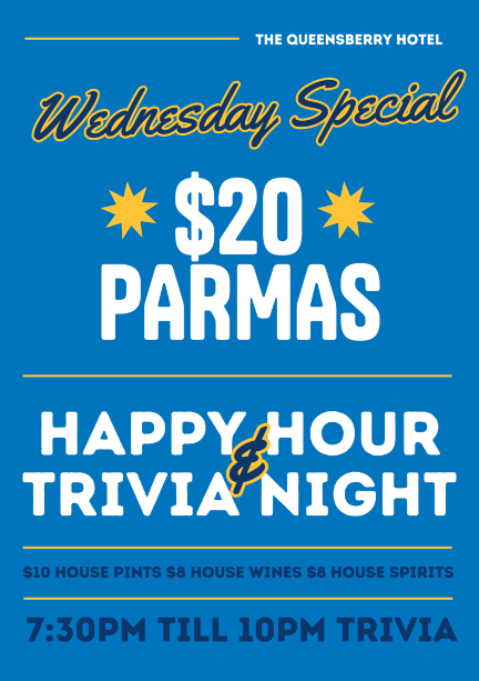 Wednesday Special | $20 Parmas