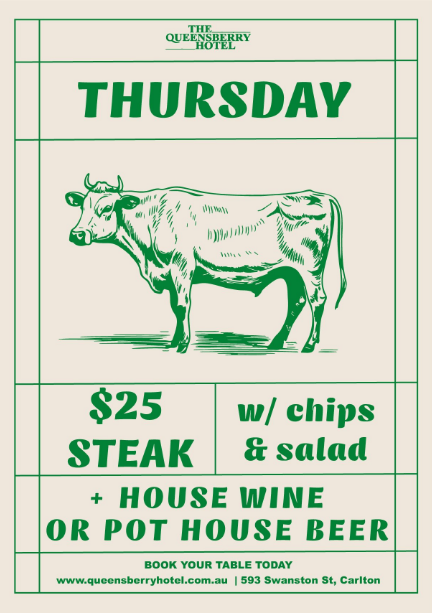 Thursday $25 steak w/ chips & salad